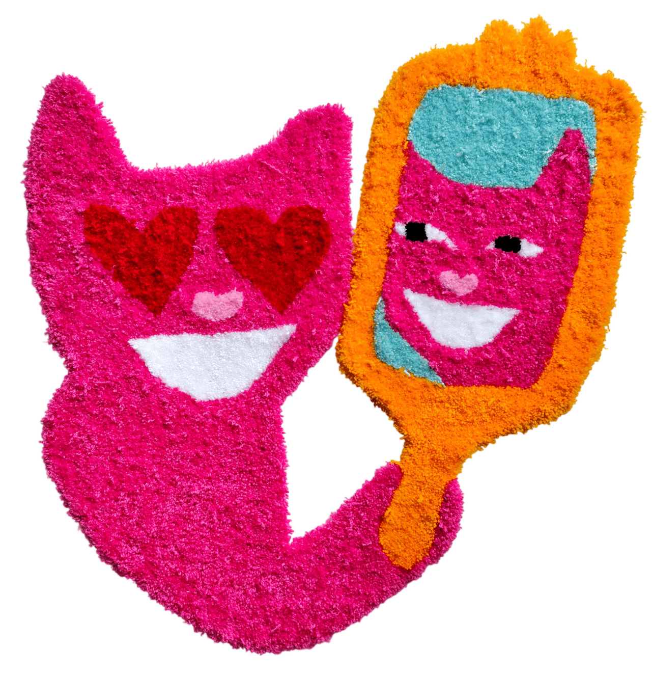 Mirror mirror on the wall, who's the sexiest of them all?, 81 x 82cm, tufted yarn