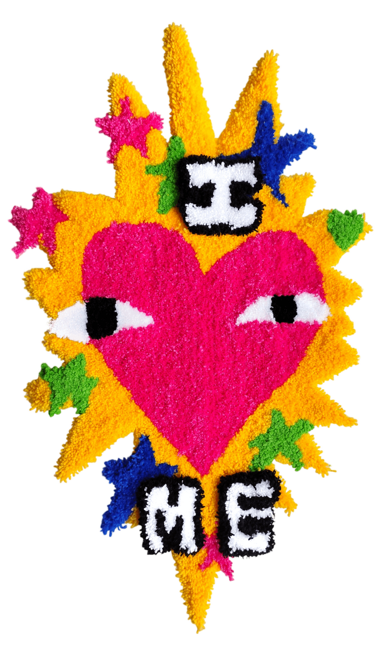 I 🩷 ME, 51 x 84cm, tufted yarn