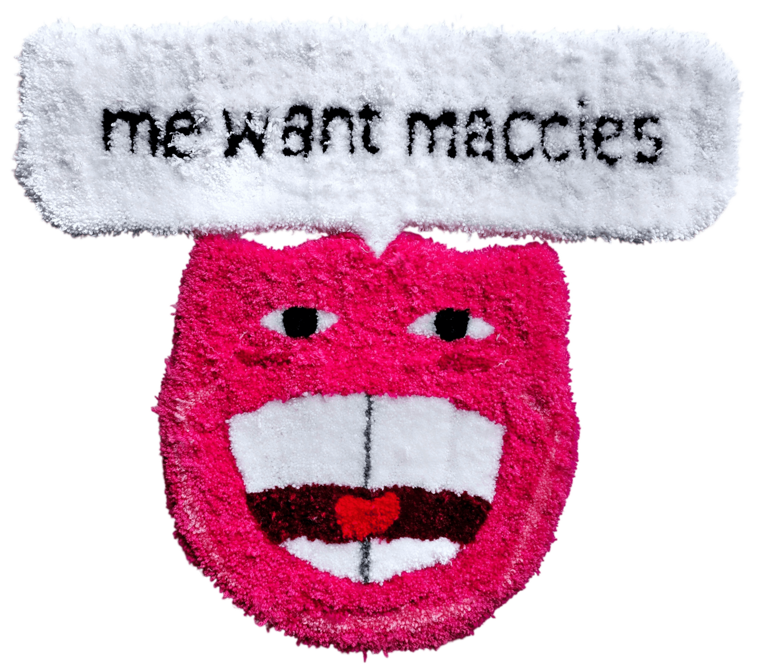 me want maccies, 69 x 60cm, tufted yarn
