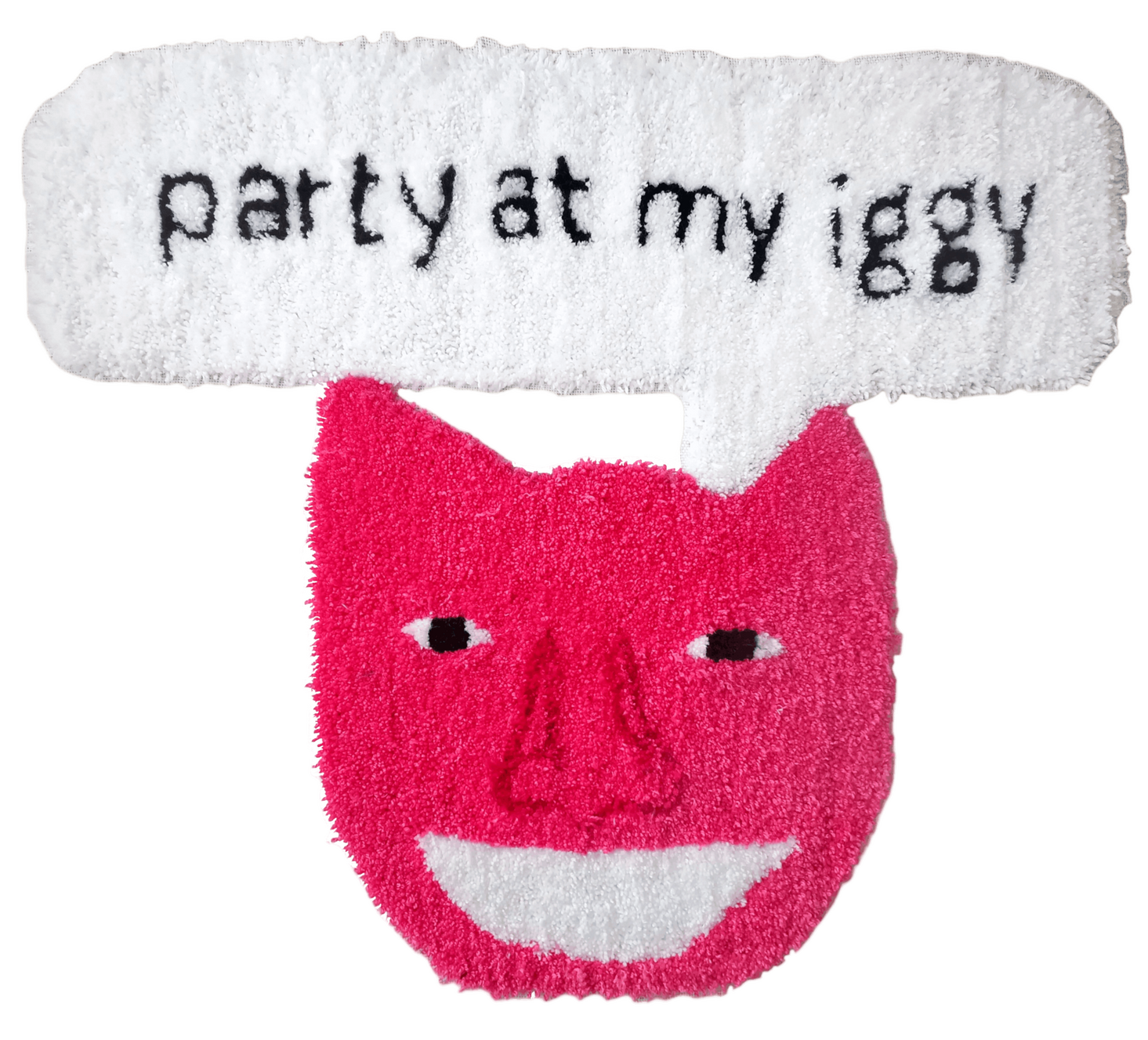 party at my iggy, 76 x 65cm, tufted yarn