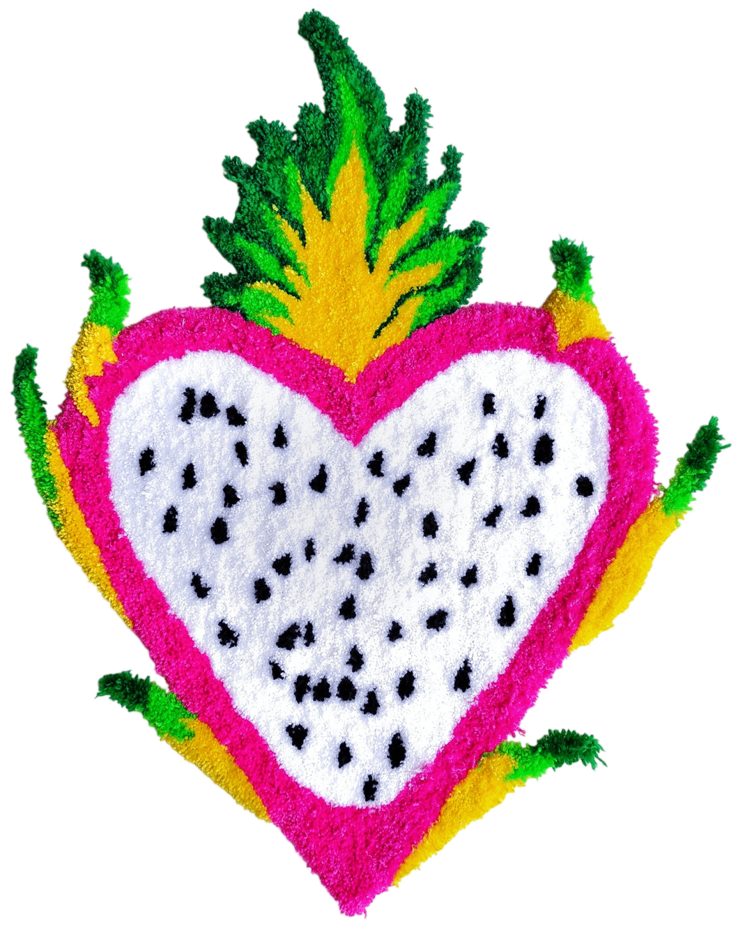 Dragon fruit sacred heart, 67 x 86cm, tufted yarn